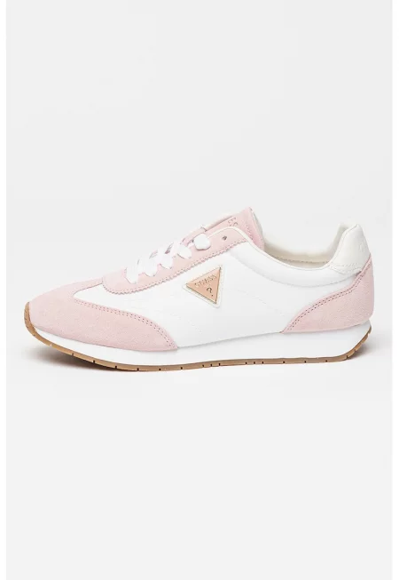 Спортни обувки с велур - Бял/Прашно розово