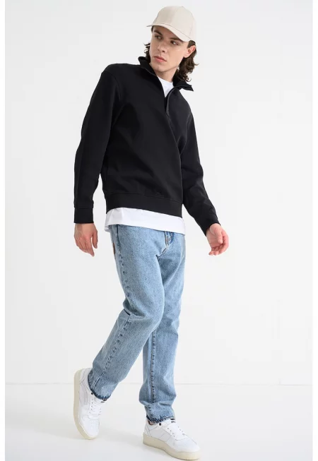 Суитшърт с яка - Черен