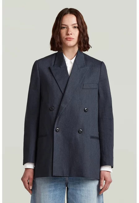 Свободно памучно сако - Тъмносин