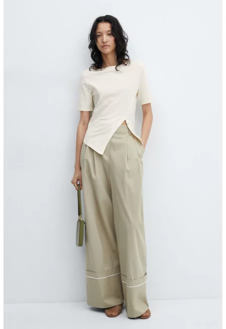 Тениска с памук с лицева цепка