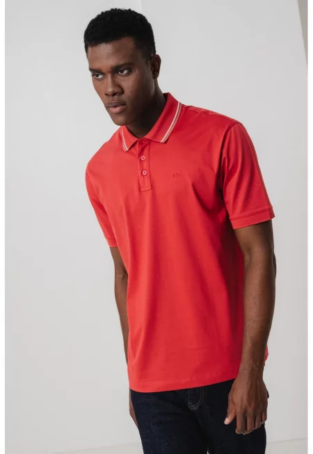 Тениска с яка - Червен