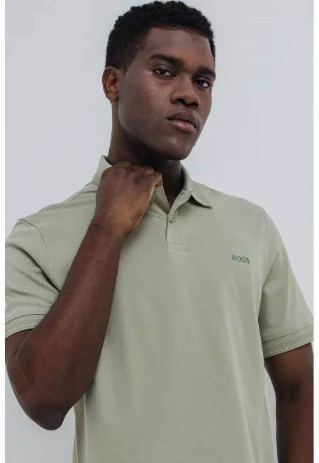 Тениска с яка и бродирано лого