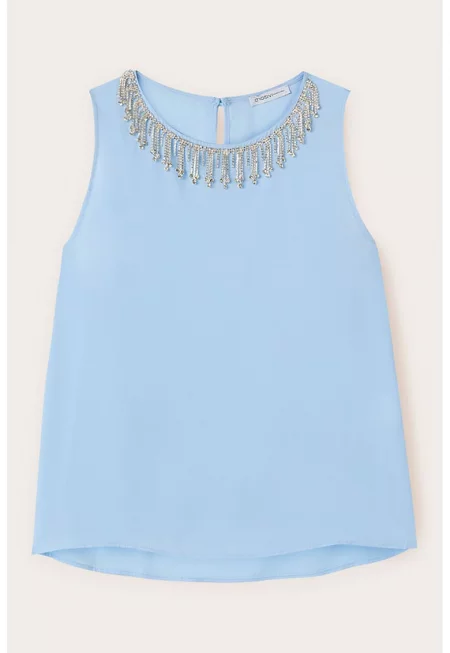 Топ с ресни с кристали - Небесносин