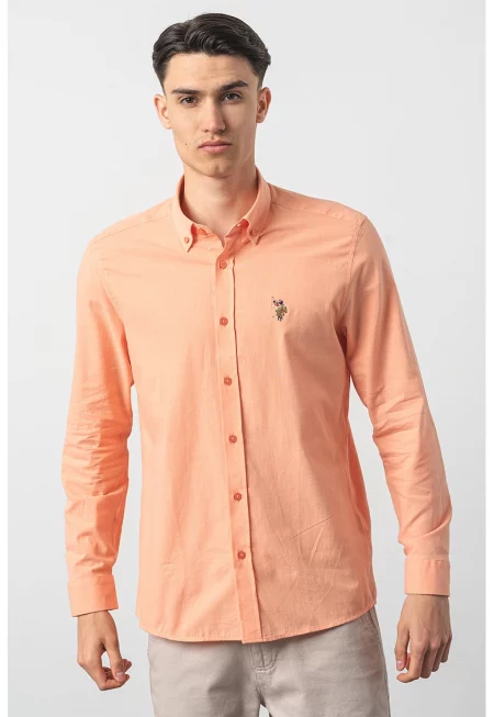 U.S. Polo Assn - Памучна риза с яка с копчета