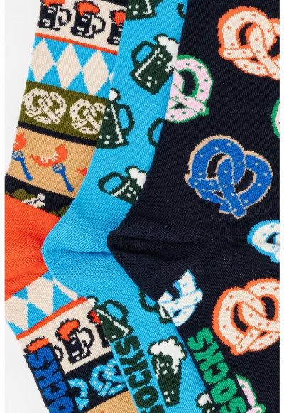 Унисекс дълги чорапи с шарки - 3 чифта
