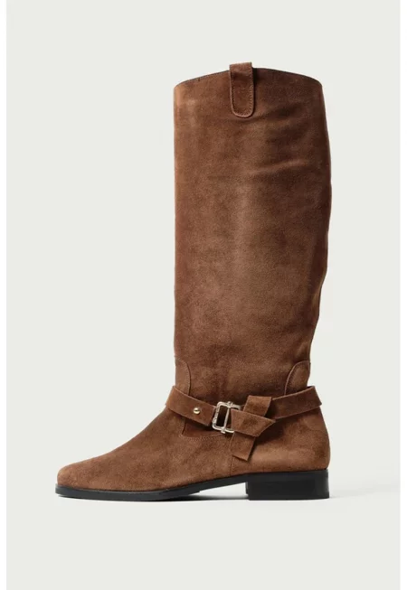 Велурени ботуши до коляното Sandy - Тъмнокафяв