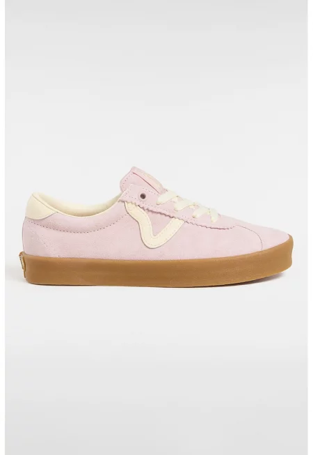 Велурени спортни обувки - Бледо розово/Крем