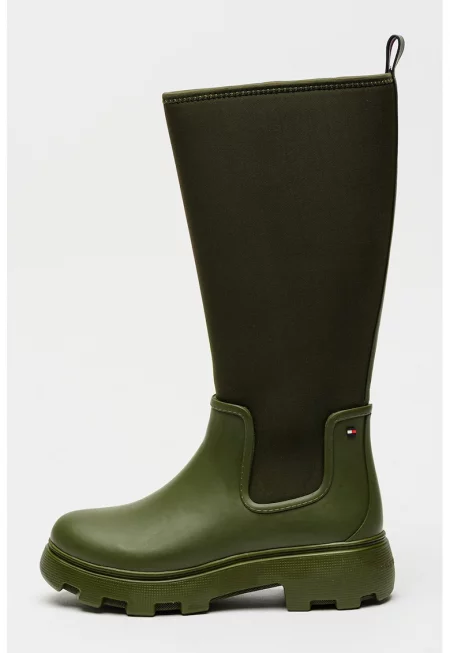 Високи ботуши от еко кожа с текстил