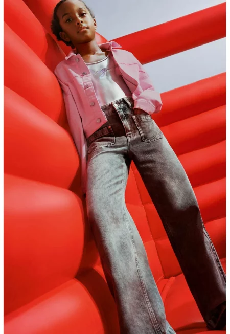 Яке от деним с копчета - Розово