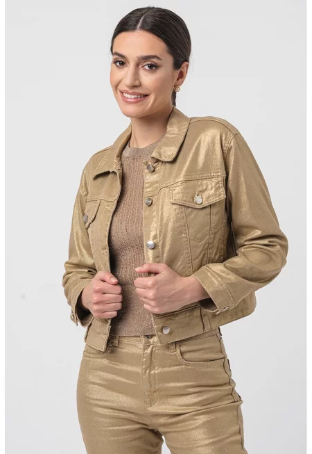 Яке от деним с метализиран ефект