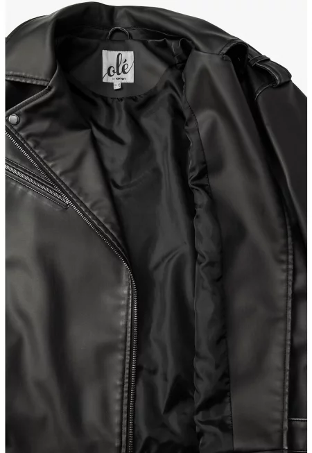 Яке от еко кожа с джобове с цип