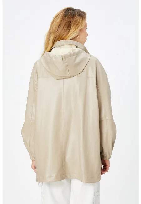 Яке от еко кожа с качулка