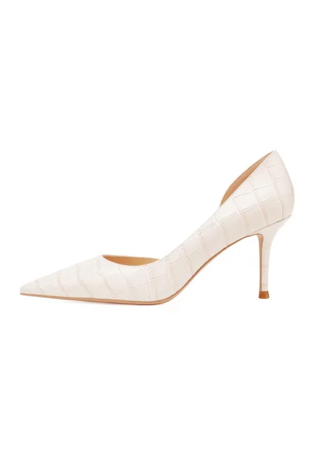 Заострени кожени обувки - Слонова кост