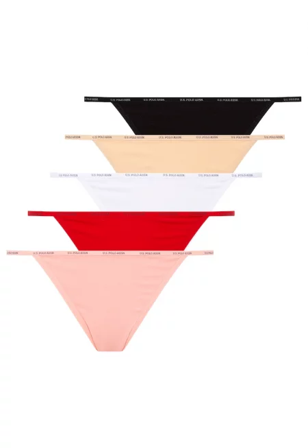 Бикини - 5 чифта - Червен/Бял/Розова сьомга