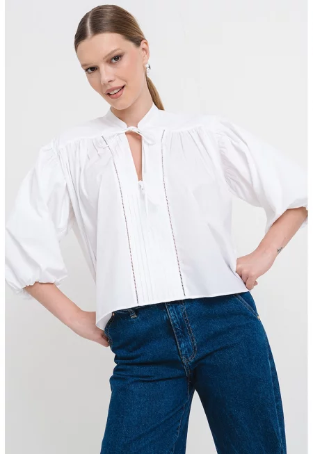 Блуза Bales с бухнали ръкави - Бял