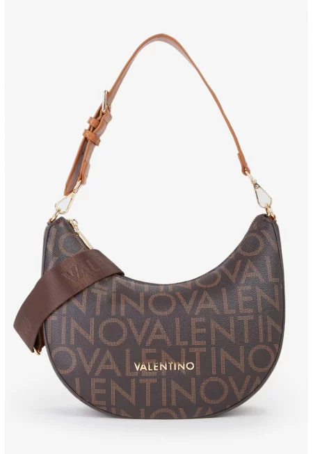 Чанта от еко кожа с лого - Тъмнокафяв/Светлокафяв