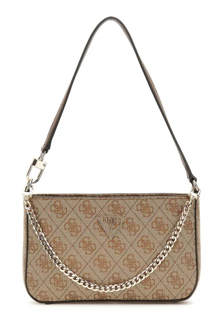 Чанта през рамо Noelle II Mini с десен и дръжка с верижка - Бежов/Карамел