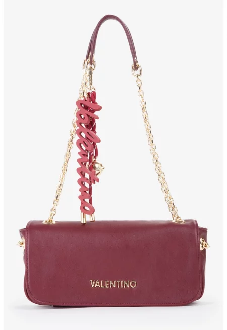 Чанта през рамо с отделящо се лого - Бордо