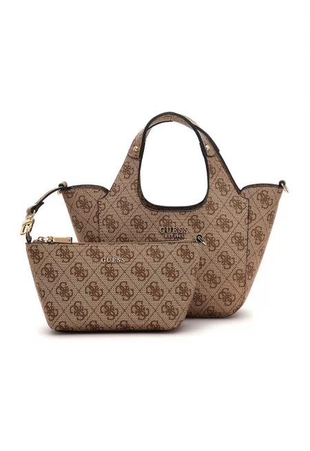 Чанта с отделящо се отделение и монограм - Тъмнокафяв