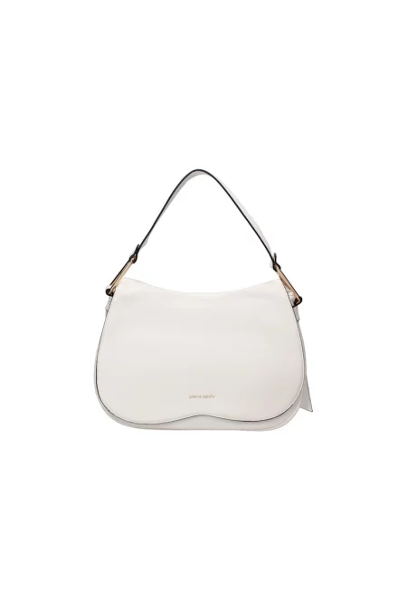 Чанта за рамо от еко кожа с капаче - Бял