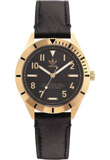 Часовник  Fashion Edition - унисекс - златисто и черно - кварцов механизъм - кожена каишка