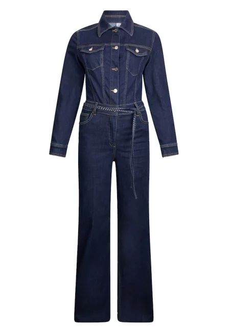 Дълъг дънков гащеризон - Петролно синьо