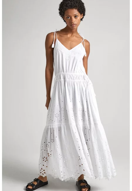 Дълга памучна рокля с шпиц