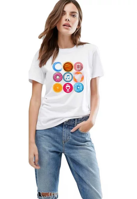 Дамска бяла тениска - Кръг