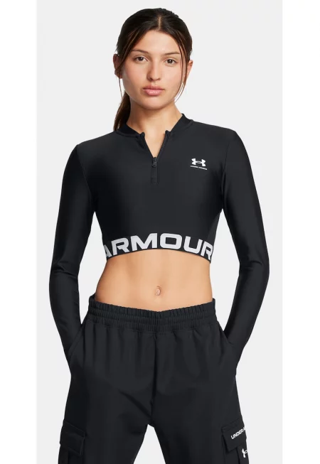Дамска тениска Under Armour HeatGear Rib 1/4 Zip LS Черна