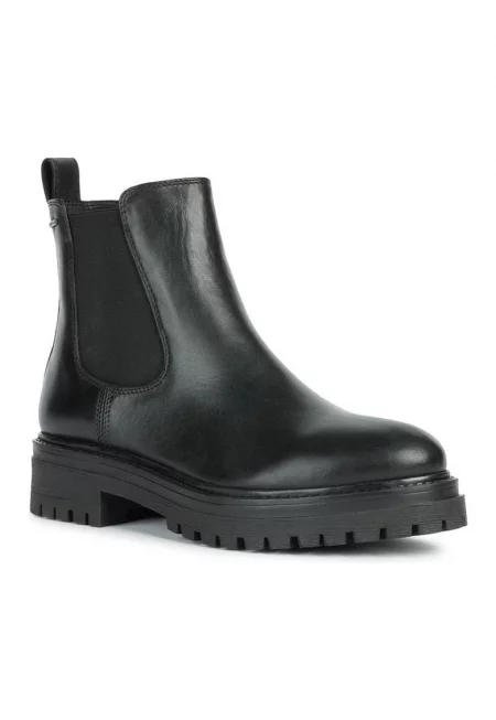 Дамски боти -  D26D0A 00043 C9999 - Естествена кожа/Текстил - Черни - Черен