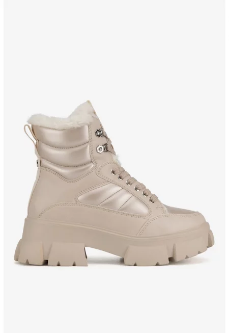 Дамски ботуши  5905588937814 - Синтетични - Бежови