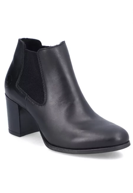 Дамски черни кожени ботуши Rieker с цип до глезена 50194-00