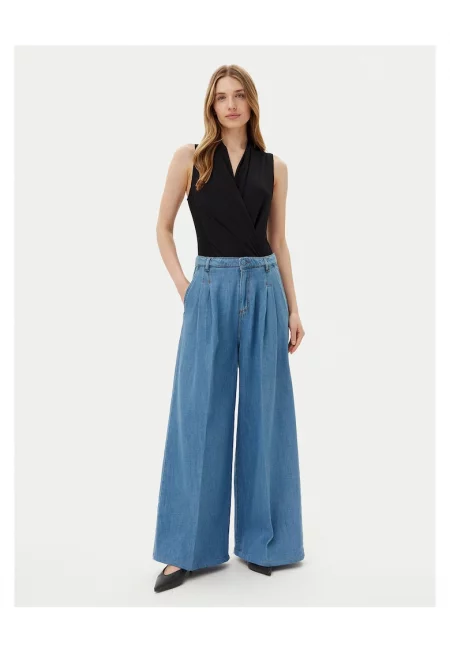 Дамски дънки -  Palazzo Wide Leg - Син -
