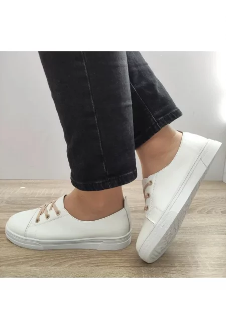 Дамски ежедневни обувки  88727 Бели с бежово - Бяло - Бял