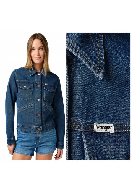 Дамско Яке -  Heritage Jacket - Regular Fit - Деним Дизайн - Без Качулка - С Копчета - Памук - Синьо - Син