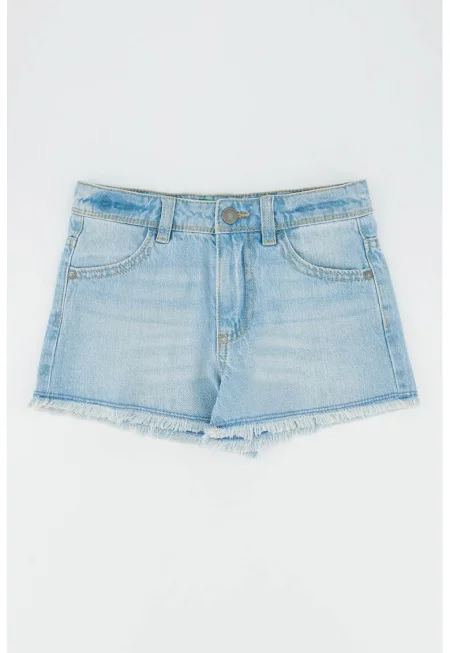 Дънков къс панталон с незавършени краища