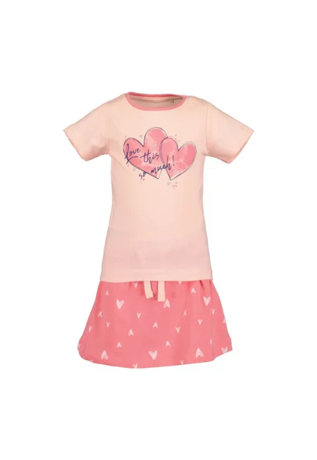 Детски комплект от тениска и пола -  301996132 - Памук - Розов