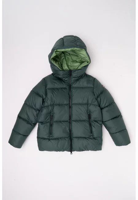 Двулицево зимно яке с пухена вата - Черен/Папратово зелено