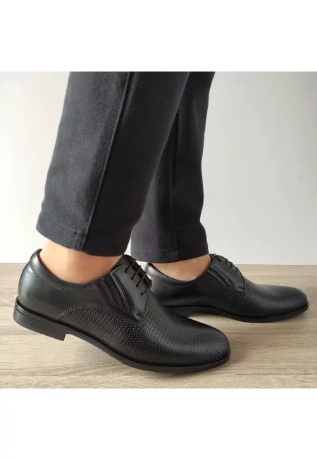 Елегантни мъжки обувки  6845-1741-B5P28 черни - черни - Черен