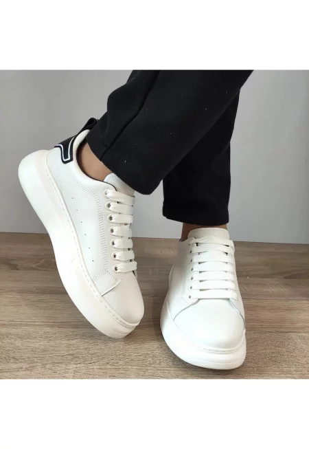 Ежедневни мъжки обувки  3221 Бяло + Черно - Бяло - Бял