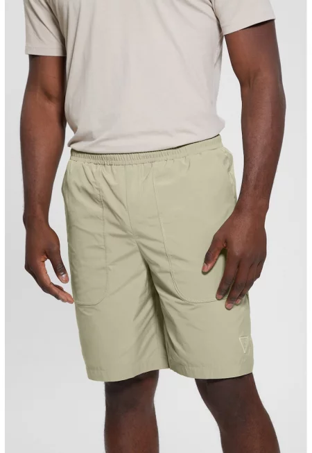 Къс панталон с пришито лого - Светло бежово