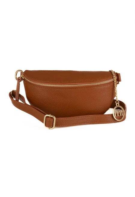 Конвертируема кожена чанта през рамо Perugino - Канелено кафяво