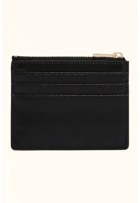 Кожен калъф за карти Camelia - Черен