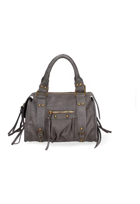 Кожена чанта за рамо от еко кожа - Светло сив