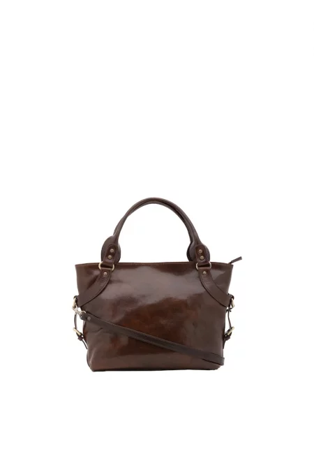 Кожена ръчна чанта - Тъмнокафяв