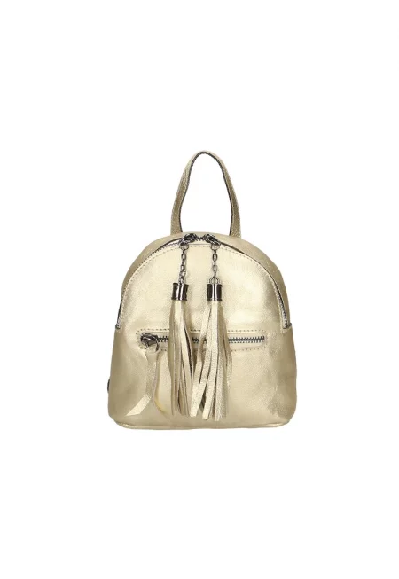 Кожена раница с пискюли - Златист