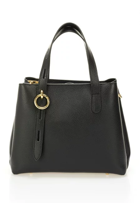 Кожена шопинг чанта - Черен