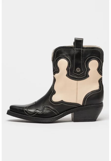 Кожени боти Waynoa - Черен/Крем