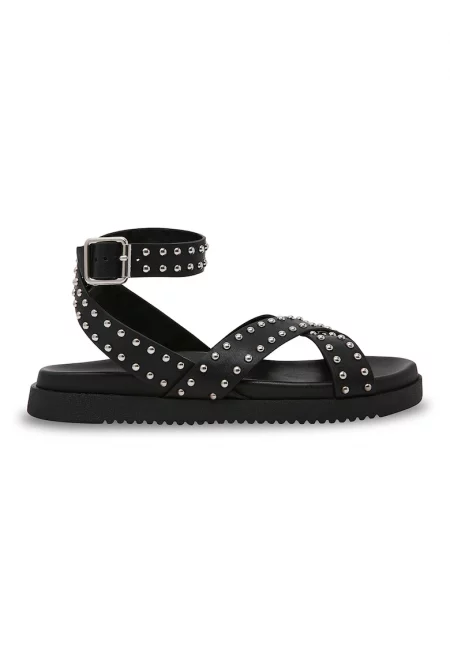 Кожени сандали с тока - Черен