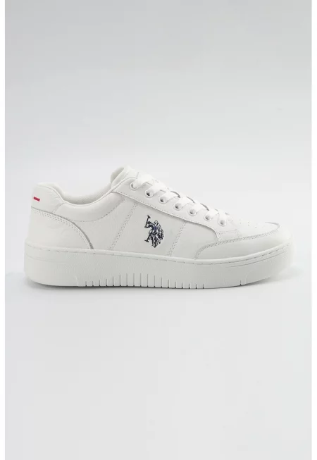 Кожени спортни обувки под глезена - Бял